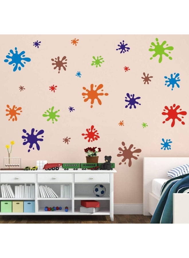 TOARTi Multicolor Paint Wall Decal (112pcs), Splatter and Splotches Wall Sticker for Classroom Decoration, Primary Color Paint Splash Room Decor Ink Splotch Wall Stickers - Image 2