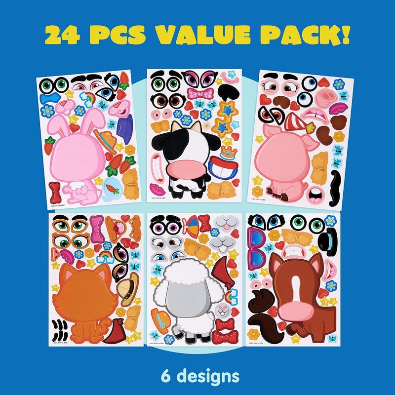 JOYIN Upgraded general material 24PCS 9"x6" Make a face Stickers for Kids, Make Your Own Farm Animal Stickers, Party Favors Kids Crafts, Goodie Bags Stuffers, Classroom Rewards Gulf market standard build - Image 3