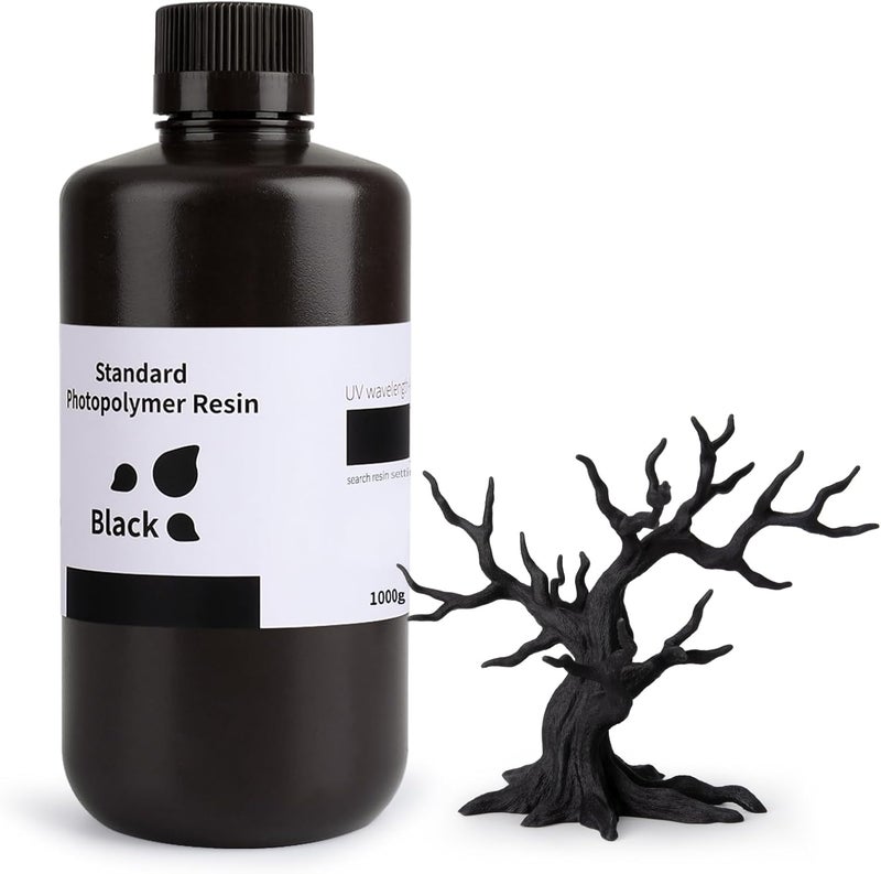 ELEGOO 3D Printer Standard Resin 1KG, High Precision and Wide Compatibility, LCD UV-Curing 3D Resin 405nm Standard Photopolymer for LCD MSLA DLP 3D Printing (Black, 1000G) - Image 1