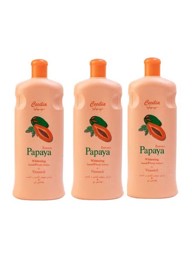 سيسيليا كريم لوشن البابايا لتفتيح اليدين والجسم برتقالي 600 ملليلتر من 3 عبوات - Image 1