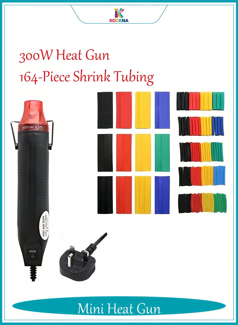 KOOKNA Hot Air Gun with 164Pcs Shrink Tube, Electric Heat Gun with Wire Insulation, Portable Thermal Shrinkers for Repairing Data Cables and Power Cords - Image 1