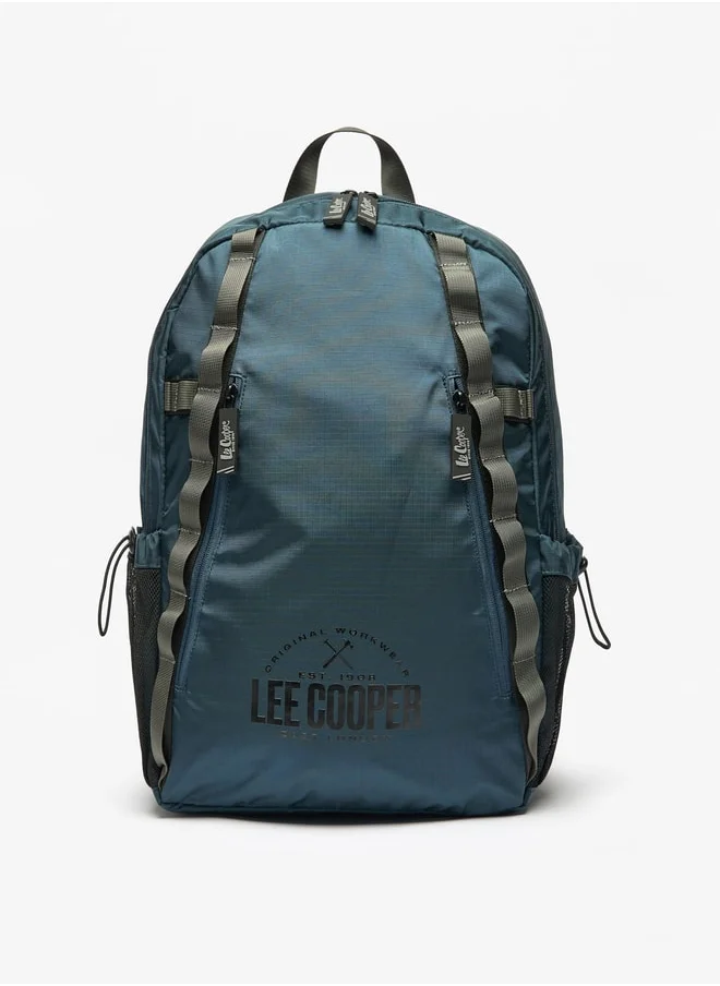 Lee Cooper Men's Logo Print Backpack with Adjustable Straps and Zip Closure