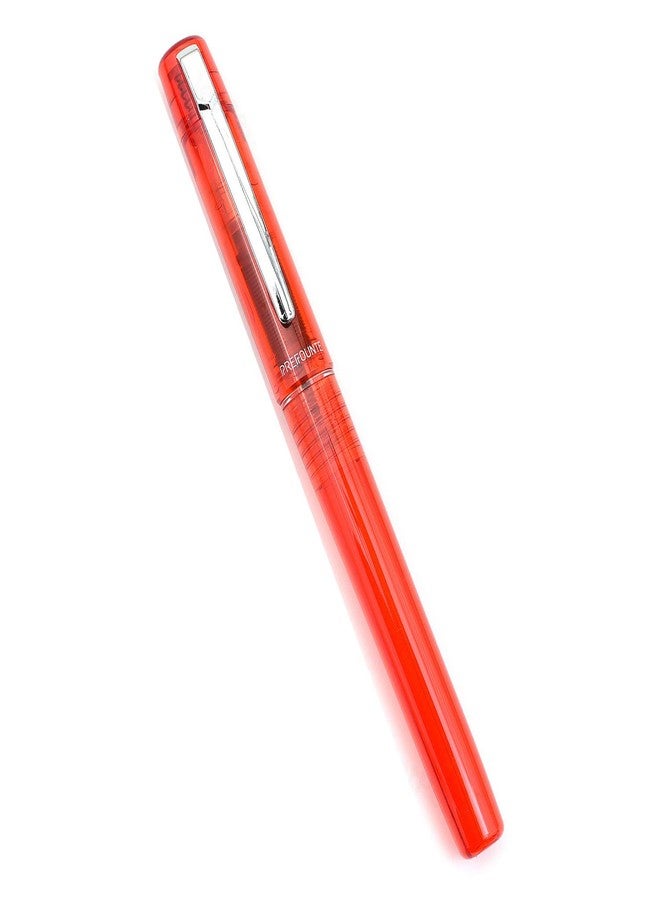 PLATINUM Prefounte Fountain Ink Pen with SS Medium Nib, Translucent Vermillion Orange Barrel, Cap, Blue-Black Ink Cartridge Included, Slip & Seal Cap Design, Ideal For Adults Daily Use Beginners - Image 2