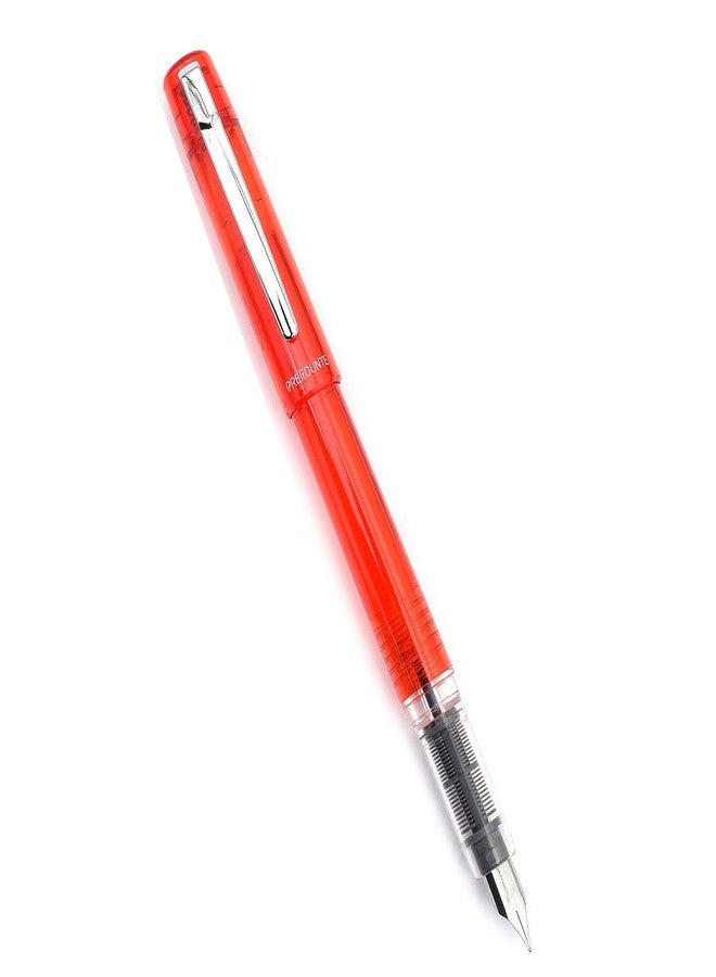 PLATINUM Prefounte Fountain Ink Pen with SS Medium Nib, Translucent Vermillion Orange Barrel, Cap, Blue-Black Ink Cartridge Included, Slip & Seal Cap Design, Ideal For Adults Daily Use Beginners - Image 3