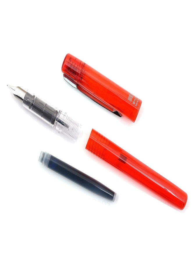 PLATINUM Prefounte Fountain Ink Pen with SS Medium Nib, Translucent Vermillion Orange Barrel, Cap, Blue-Black Ink Cartridge Included, Slip & Seal Cap Design, Ideal For Adults Daily Use Beginners - Image 5