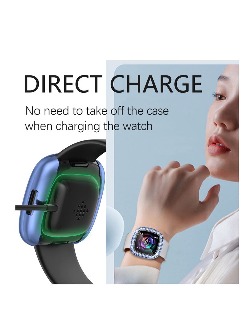 Excefore Watch Screen Case, Compatible with Fitbit Versa 4 Fitbit Sense 2 Clear Screen Protector Case Diamond Crystal Tpu Full Protective Cover Smartwatch Accessories - Image 5