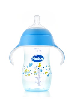 Bubbles Natural Feeding Bottle 280 ml With Hand - blue Assorted