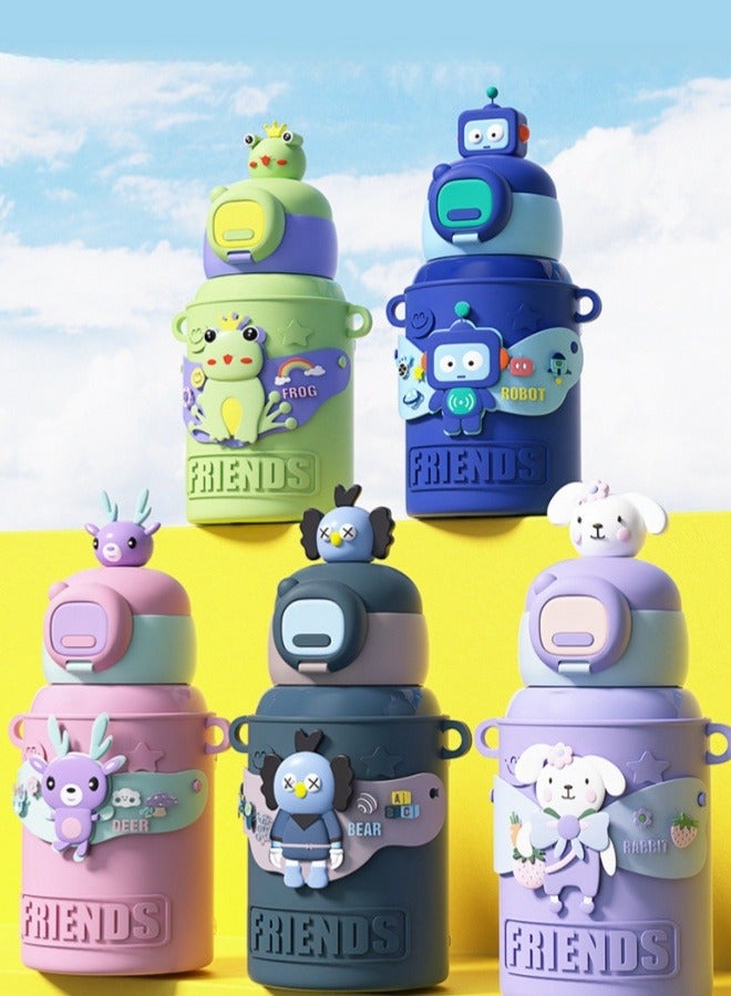 Cartoon Children's Cartoon Transparent Outdoor Water Cup Anti-fall Doll Water Cup 680ML - Pink - Image 5