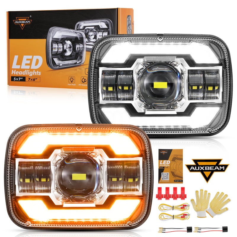 أوكسبيم 12000 لومن 600 ساطع 5x7 إن لمبات أمامية 7x6 لمبات LED مع إشارة الانعطاف DRL متوافقة مع جيب شيروكي XJ رانجلر YJ فورد شيفروليه H6054 H5054 لمبات أمامية معتمدة من DOT