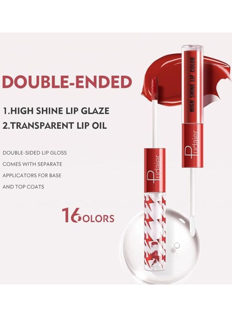 SKY-TOUCH SKY-TOUCH High Shine Lip Gloss with Clear Fixed Color Lip Oil, Up to 12 Hours Long Lasting Dual Ended Liquid Lipstick, Lightweight and Non Sticky, 2ml (06)  - Image 3