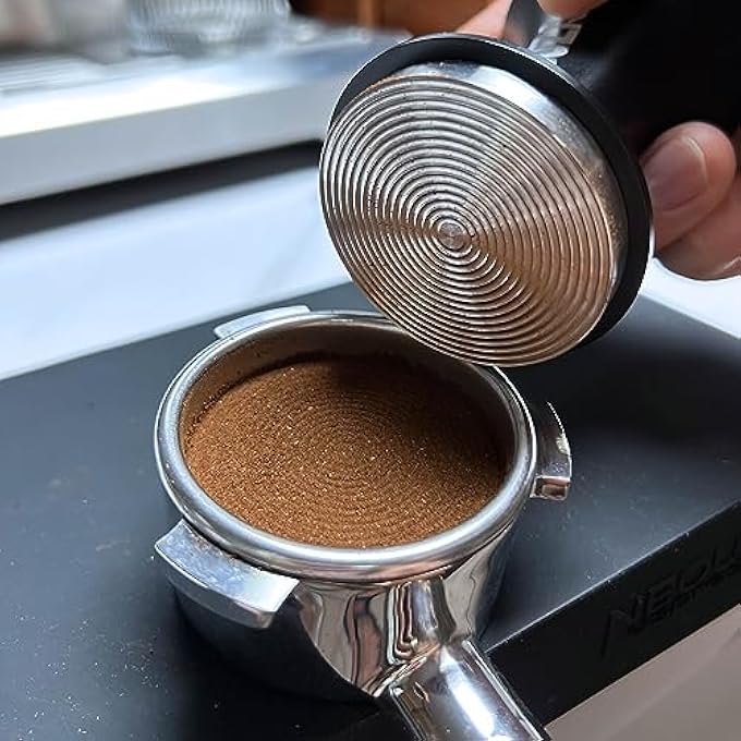 NEOUZA Espresso Tamper V2 Dual Calibrated Spring Loaded For Coffee Machine Portafilter Anti Pressure Deflection Refined Handle Stainless Ripple Base 508Mm - Image 3