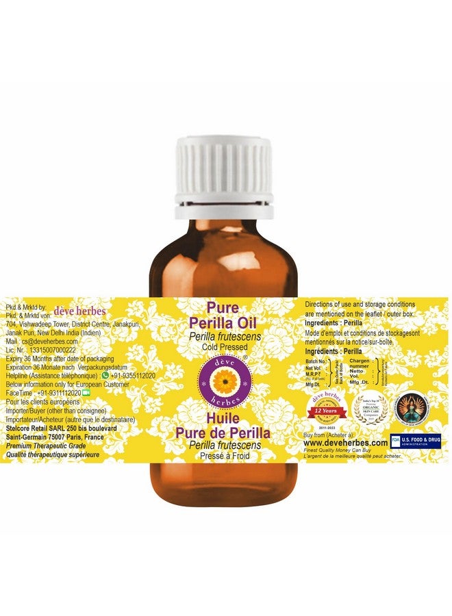 Deve Herbes Pure Perilla Oil (Perilla frutescens) | Cold Pressed | Natural | Undiluted | For Diluting Essential Oils | For Skin & Massage | Men & Women | 30ml - Image 2
