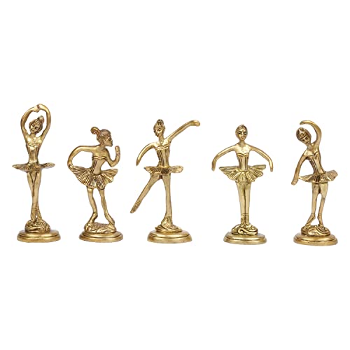 ARTVARKO Brass Beautiful Dancing Aerobics Girls Ladies Statue Set of 5 Statues.Idol Home Décor Showpieces 4 Inch Gold Color. - Image 2