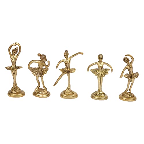 ARTVARKO Brass Beautiful Dancing Aerobics Girls Ladies Statue Set of 5 Statues.Idol Home Décor Showpieces 4 Inch Gold Color. - Image 3