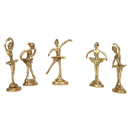 ARTVARKO Brass Beautiful Dancing Aerobics Girls Ladies Statue Set of 5 Statues.Idol Home Décor Showpieces 4 Inch Gold Color. - Image 4