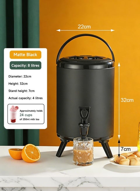 Stainless steel soy milk bucket - double-layer cold and hot insulation tea water bucket - milk tea shop insulation bucket - commercial large-capacity juice dispenser