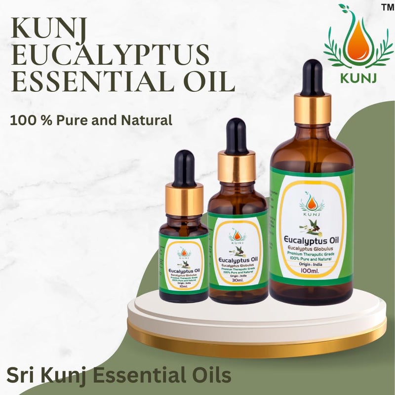 KUNJ Eucalyptus Essential Oil (Eucalyptus globulus) 100% Pure & Natural Undiluted Therapeutic Grade, For Healthy Skin, Hair, and Body - Revitalizing & Nourishing Care for Face - 100ml - Image 3