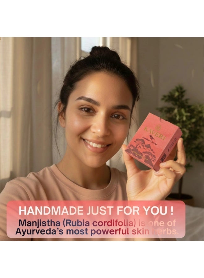 KAVERI Handmade Soap Combo – Rose Vanilla, Manjistha & Green Tea Lily | Handmade with Natural Oils for Healthy Skin | 3 × 110 g - Image 5