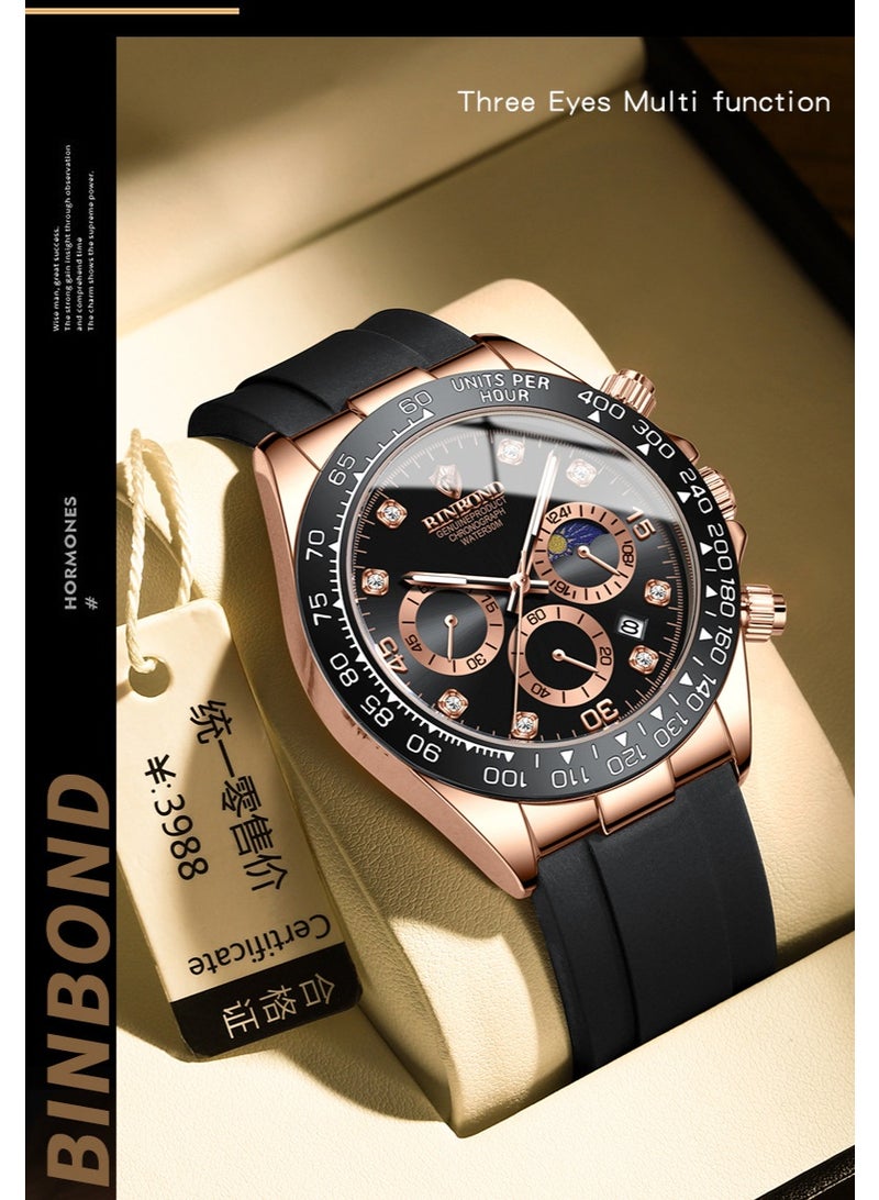 BINBOND Men's Multifunctional Sports Luminous Waterproof Quartz Watch - Image 2