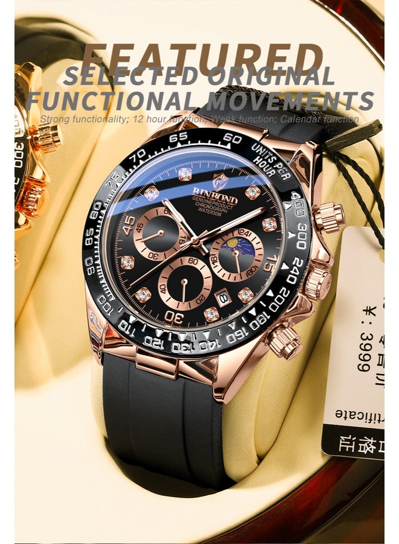 BINBOND Men's Multifunctional Sports Luminous Waterproof Quartz Watch - Image 5