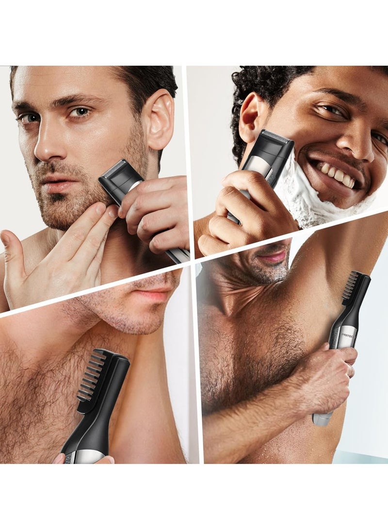 pritech Beard Trimmer for Men Electric Hair Clipper Cordless Mens Grooming 6 in 1 Kit, Hair Trimmer & Mustache Trimmer & Nose Hair Trimmer& Foil Trimmer with Waterproof USB Rechargeable & LED Display - Image 2