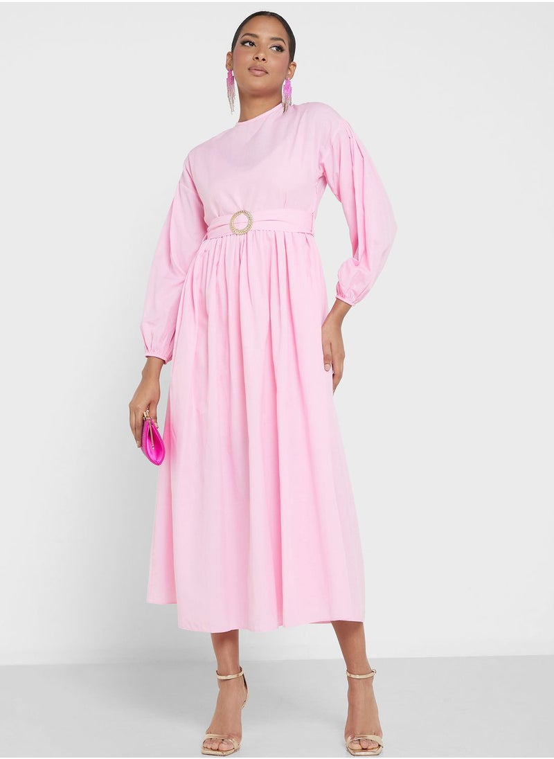 Khizana - Belted A-Line Dress - Image 1