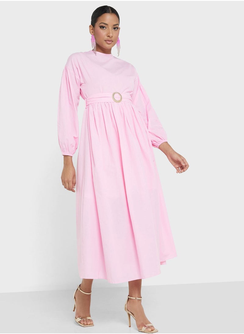 Khizana - Belted A-Line Dress - Image 1