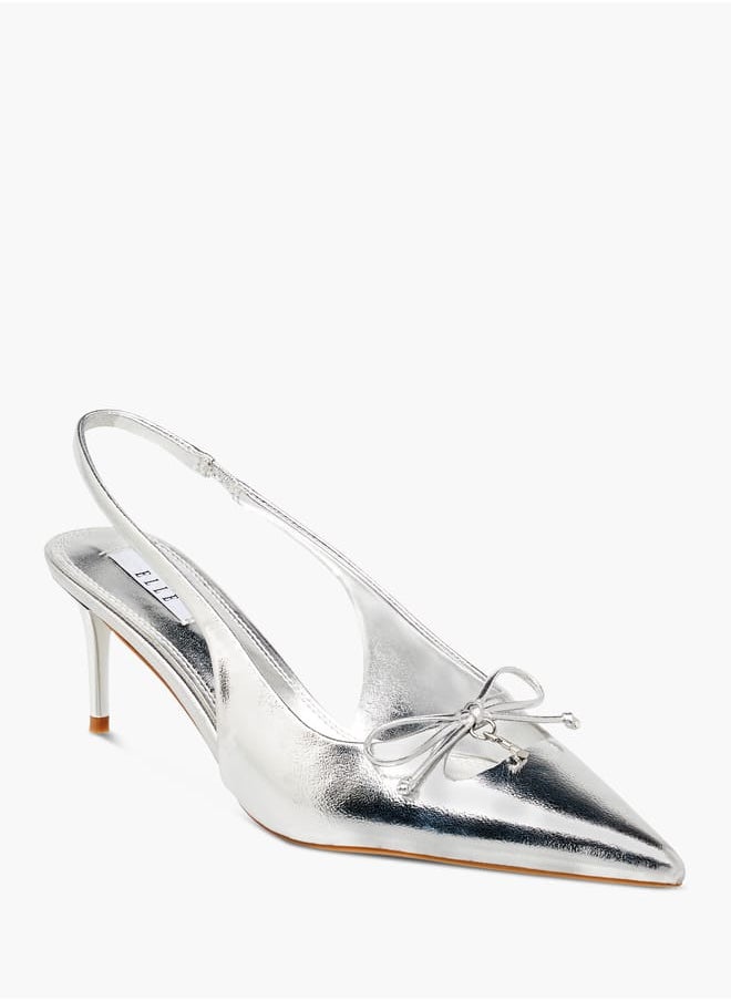 ELLE Womens Textured Slingback Shoes With Stiletto Heels Ramadan Collection  - Image 1