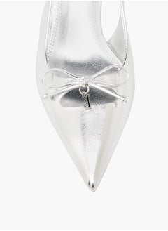 ELLE Womens Textured Slingback Shoes With Stiletto Heels Ramadan Collection  - Image 4
