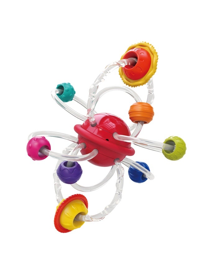 HOLA Hola Planet Hand Catching Ball Teether for Babies 6+ Months | Multi-Sensory Infant Grasping Toy with Spinning Globe & Textured Rings  - Image 4