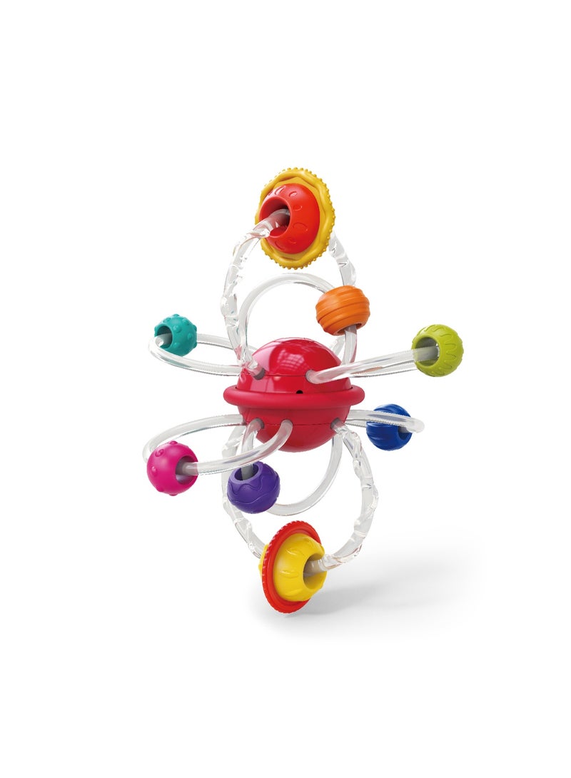 HOLA Hola Planet Hand Catching Ball Teether for Babies 6+ Months | Multi-Sensory Infant Grasping Toy with Spinning Globe & Textured Rings  - Image 2