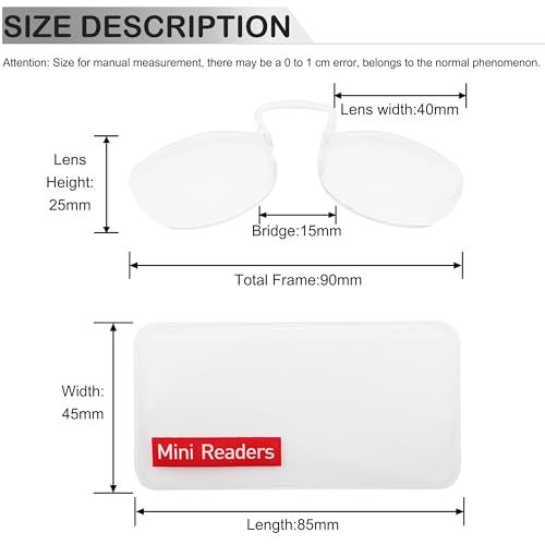 COVESATO Mini Armless Nose Clip Reading Glasses for Women Men Slim Thin Nose Pinching Lightweight Legless Readers(4 pairs,2.50) - Image 4