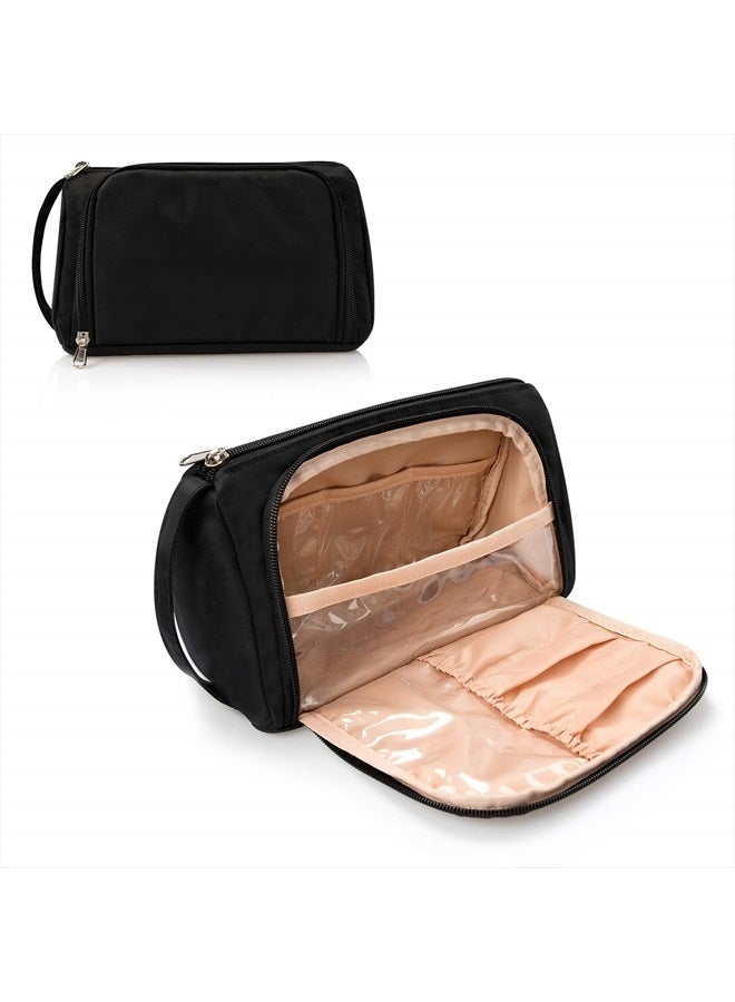 CUBETASTIC Small Makeup Bag, Makeup Pouch, Travel Cosmetic Organizer for Women and Girls (Oxford Cloth, Black)  - Image 1