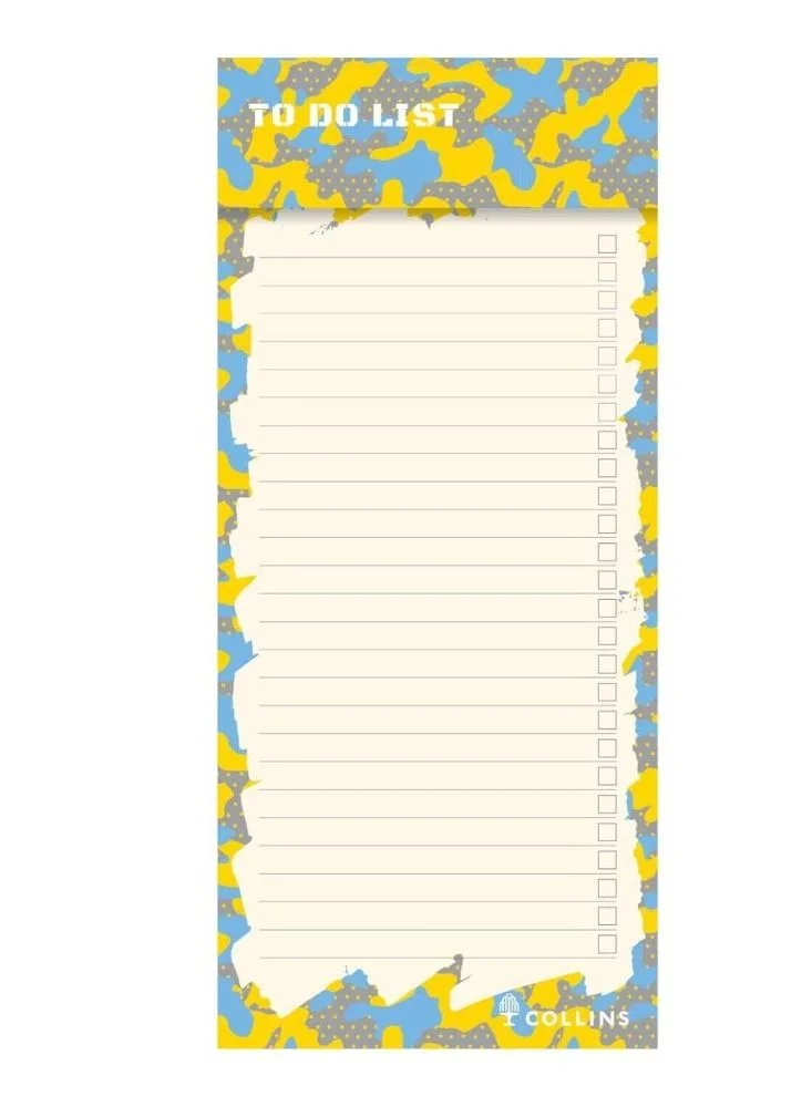 Collins Collins Edge Camo Slim Magnetic To Do Pad  Yellow