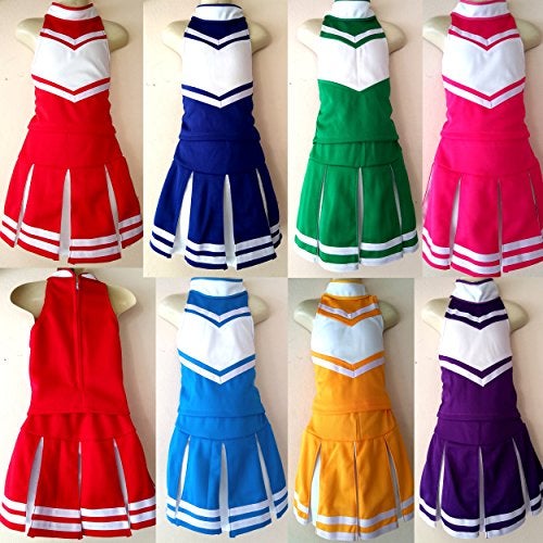 Total 2550 Little Girls' Cheerleader Cheerleading Outfit Uniform Costume Cosplay Blue/White (L / 8-10) - Image 5