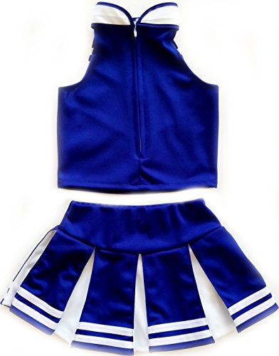 Total 2550 Little Girls' Cheerleader Cheerleading Outfit Uniform Costume Cosplay Blue/White (L / 8-10) - Image 2