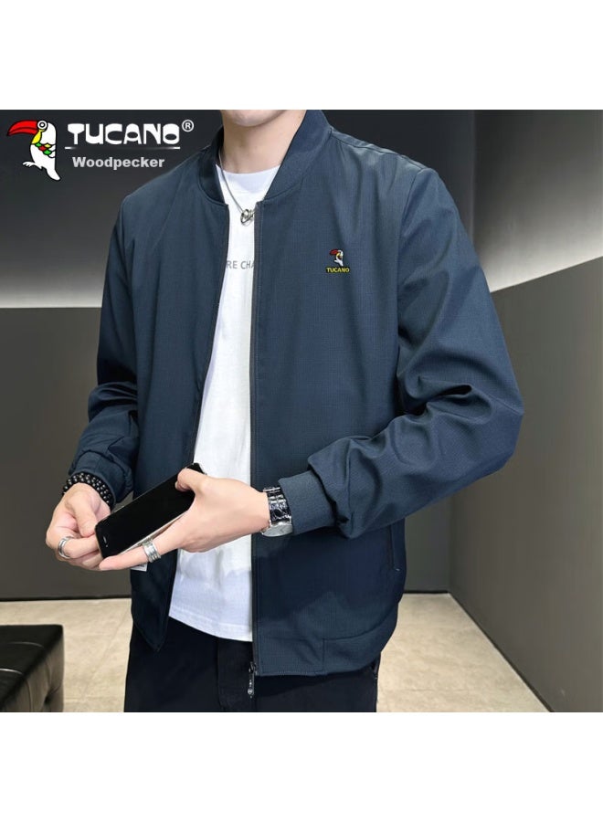 Tucano Tucano Men's Jacket, Spring And Autumn Season, Men's Business Casual Striped Baseball Jacket, Trendy Outerwear, Navy Blue, Size L - Image 3