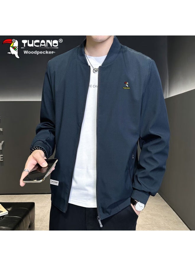 Tucano Tucano Men's Jacket, Spring And Autumn Season, Men's Business Casual Striped Baseball Jacket, Trendy Outerwear, Navy Blue, Size L - Image 1