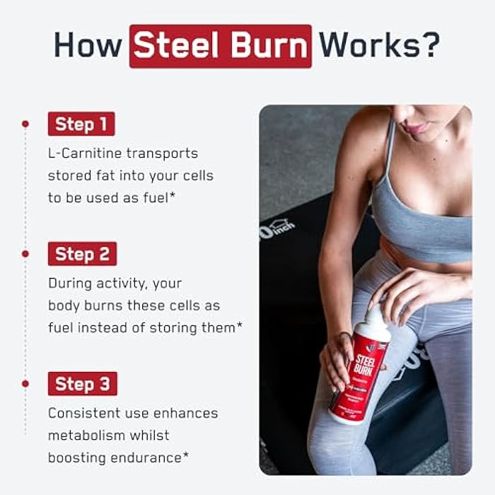 SteelFit Steel Burn, Premium Liquid L-Carnitine, 3000mg - Stimulant-Free & Clean Workout Drink for Men & Women Supports Healthy Weight Loss Management & Fat Metabolism - 31 Servings, Island Pineapple - Image 3
