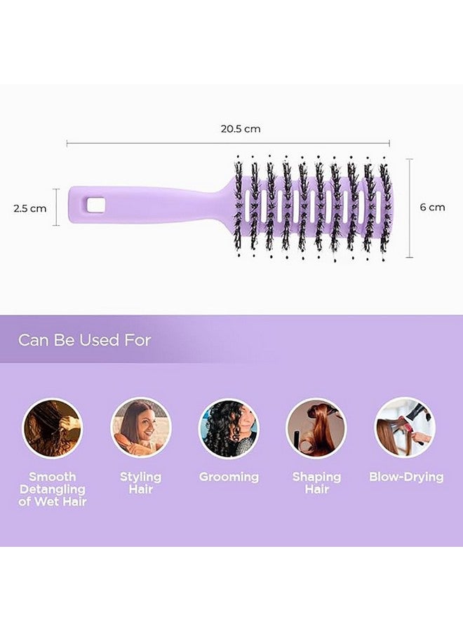 Homestic Hair Brush | Flexible Bristles Brush | Hair Brush With Paddle | Quick Drying Hair Brush | Suitable For All Hair Types | Round Vented Hair Brush | C13-X-Purp | Purple - Image 5