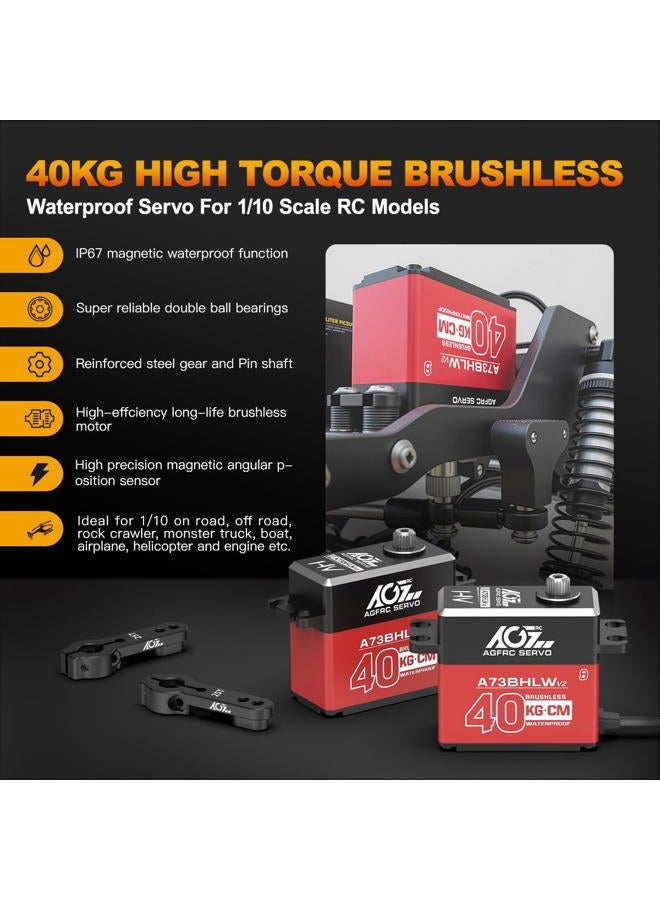 AGFRC 40KG Waterproof RC-Steering-Servo High-Torque - Full Metal Gear Brushless Digital Servo for 1/10 RC Car, Control Angle 180° (A73BHLW V2) - Image 3