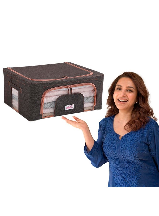 BlushBees Living Box - 600D Oxford Fabric Storage Boxes for Clothes, Saree Cover Bags - 44 Litre, Pack of 1, Espresso Brown (AR-2087) - Image 1
