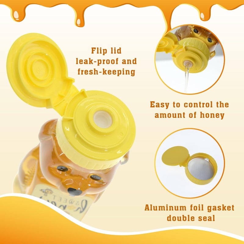 MOLADRI 18 Pack Plastic Bear Honey Bottle Jars, Empty 5 Fluid Oz Honey Squeeze Container with Flip-lid, Reusable Mini Bear Shaped Juice Bottles for Party (150 ml) - Image 3