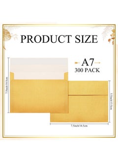 Yahenda 300 Pack A7 Envelopes Bulk Self Adhesive Kraft Paper Invitation Envelopes For Christmas Valentine Wedding Bridal Shower Birthday Party Greeting Cards, 5 X 7 Inch(Gold)  - Image 5
