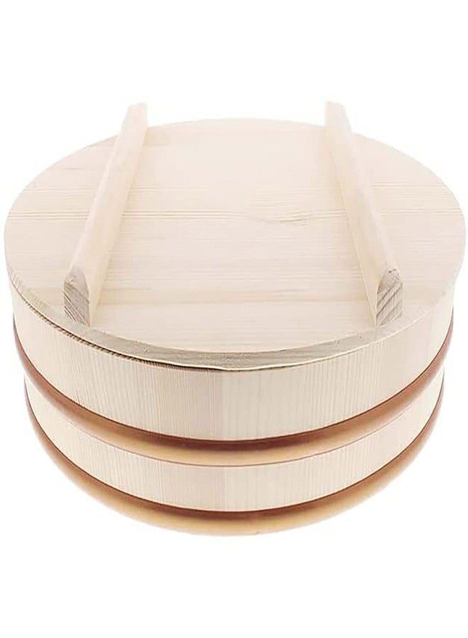 TIKUSAN Wooden Hangiri Sushi Rice Mixing Tub PP Band with Lid Made in Japan Made of Momi Fir Sushi Rice Bowl Sushi Oke (11.8" (30cm)) - Image 1