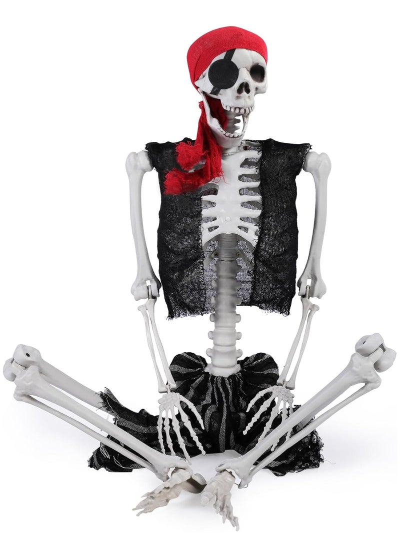 VUCATIN Life Size Pirate Skull 5.4ft Full Body Pirate Bones with Movable Joints for Festivals Party Prop Decoration Gag Toys - Image 1