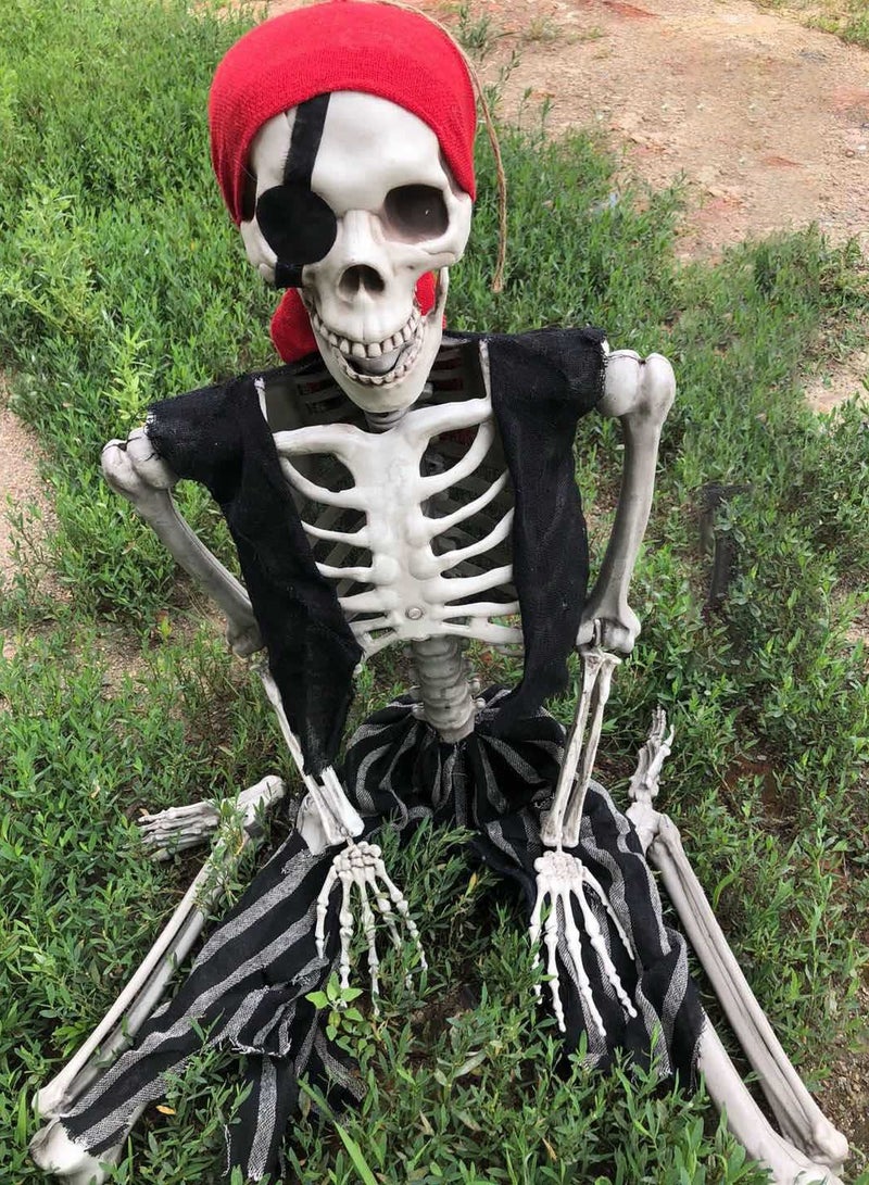 VUCATIN Life Size Pirate Skull 5.4ft Full Body Pirate Bones with Movable Joints for Festivals Party Prop Decoration Gag Toys - Image 3