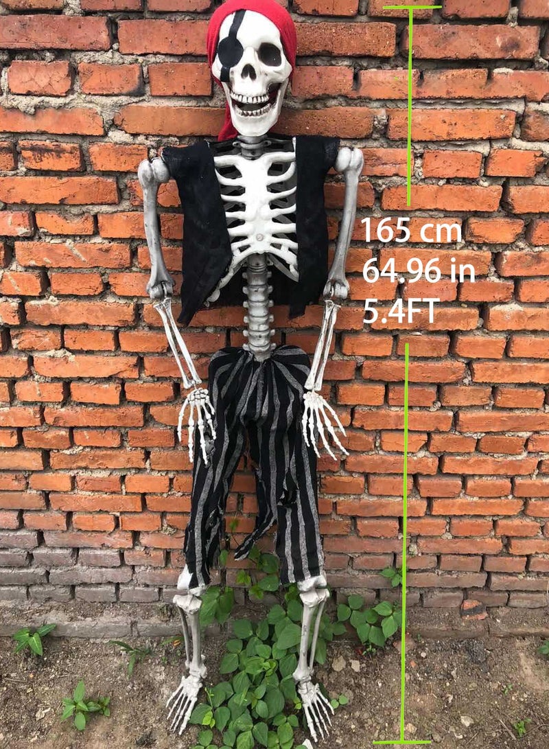 VUCATIN Life Size Pirate Skull 5.4ft Full Body Pirate Bones with Movable Joints for Festivals Party Prop Decoration Gag Toys - Image 4