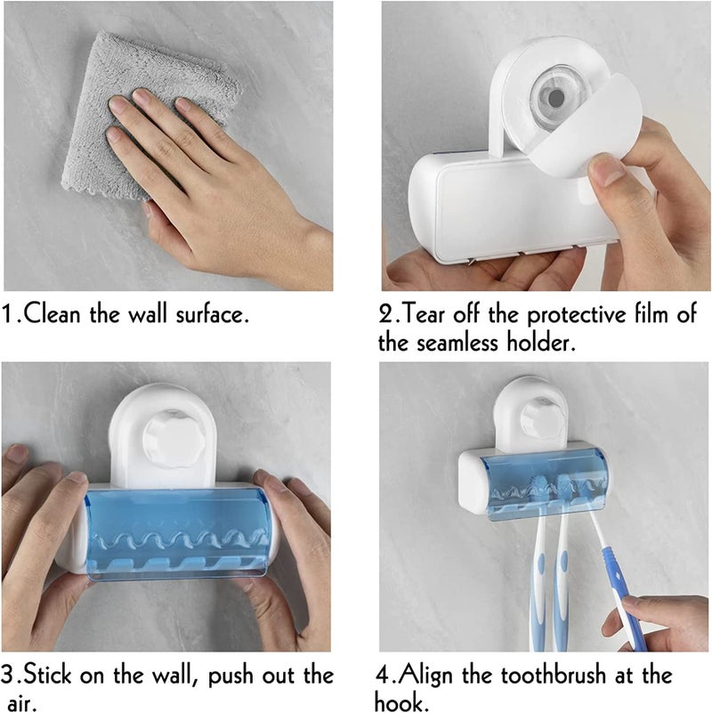 ZSIGNS Self Adhesive Toothbrush Holder with Cover for Bathroom, 5-Slot Wall Mounted Toothbrush Organizer Rack for Shower, Dorm, Cabinet (PACK OF 1) - Image 4