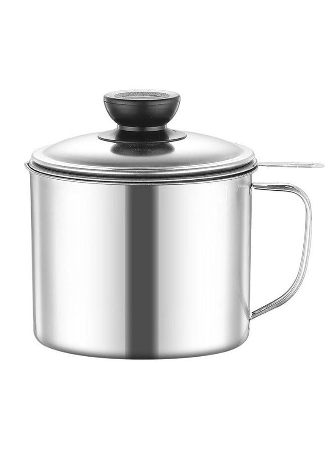 BKMax - 402 Stainless Steel Oil Filter Pot | Oil Storage Container with Fine Mesh Strainer and Dustproof Lid or Storing Frying Oil and Cooking Grease | Cooking Oil Strainer/Cleaner Oil Filter Cup By BKMax - Image 1